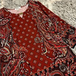 dressbarn Red Paisley Blouse